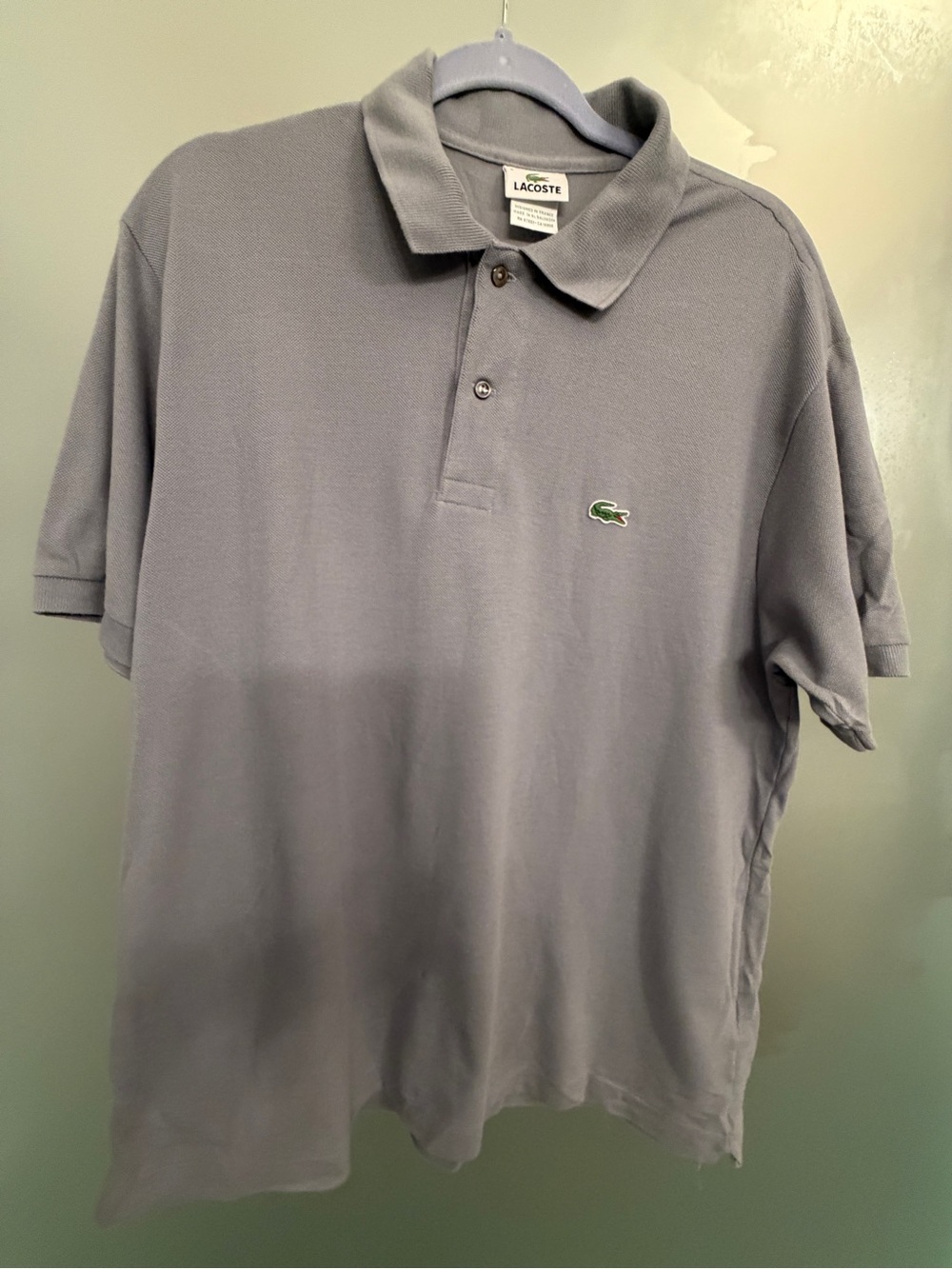 Lacoste Men’s Light Grey Polo with Green Crocodile